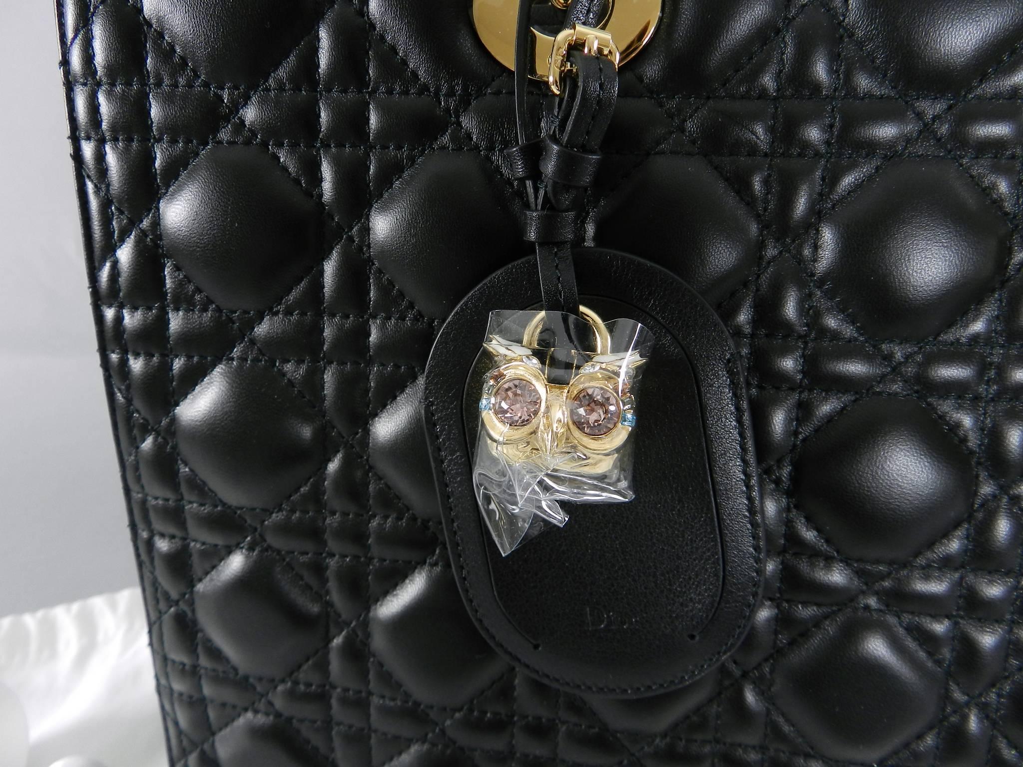 Christian DIOR Large Lady Dior Bag with Owl Charm 2