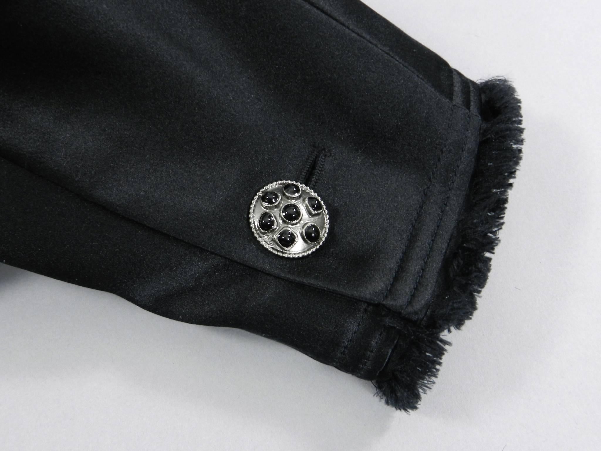 Chanel 08A Black Silk Satin Evening Jacket 1