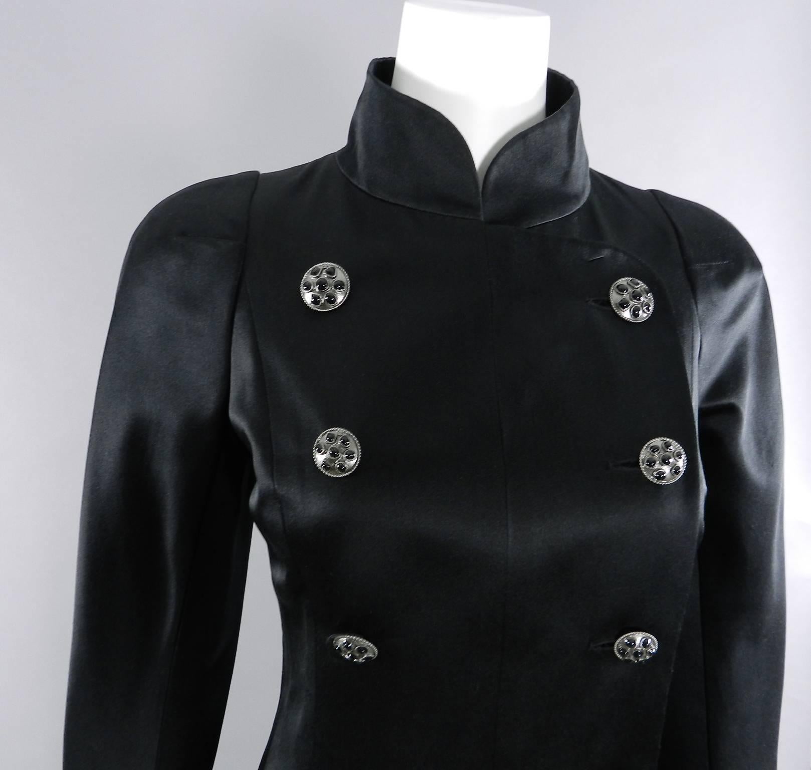 Chanel 08A Black Silk Satin Evening Jacket 2