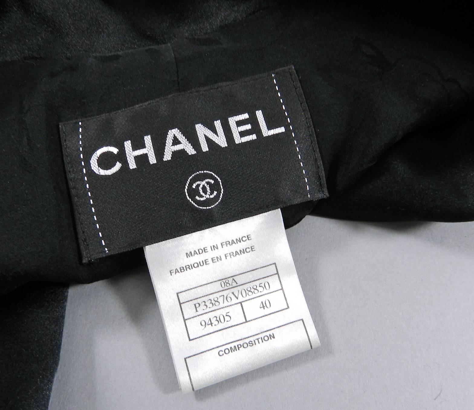 Chanel 08A Black Silk Satin Evening Jacket 3