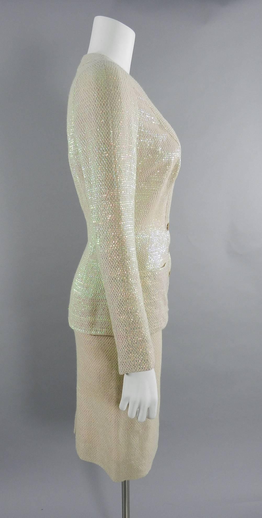 Women's Chanel Spring 1999 Haute Couture Runway Shimmer Suit