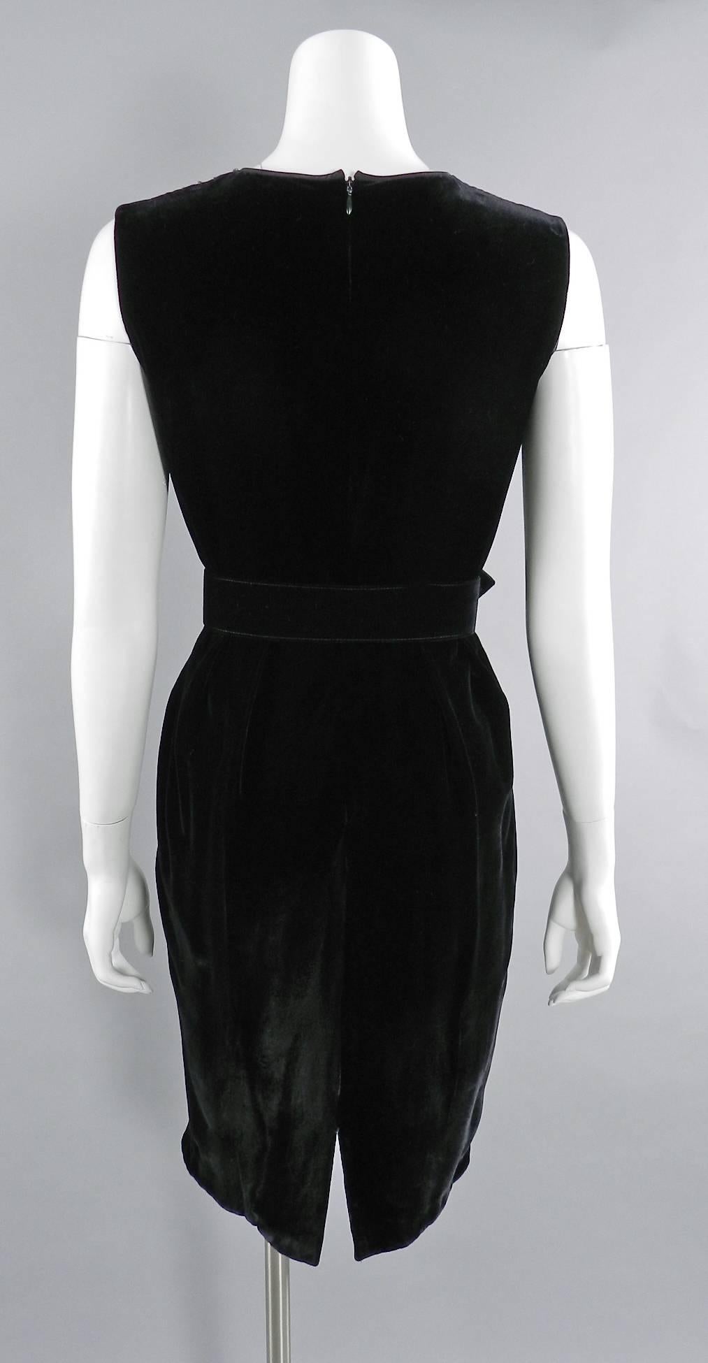 Valentino Black Velvet Cocktail Dress with Lace and Jewels 1