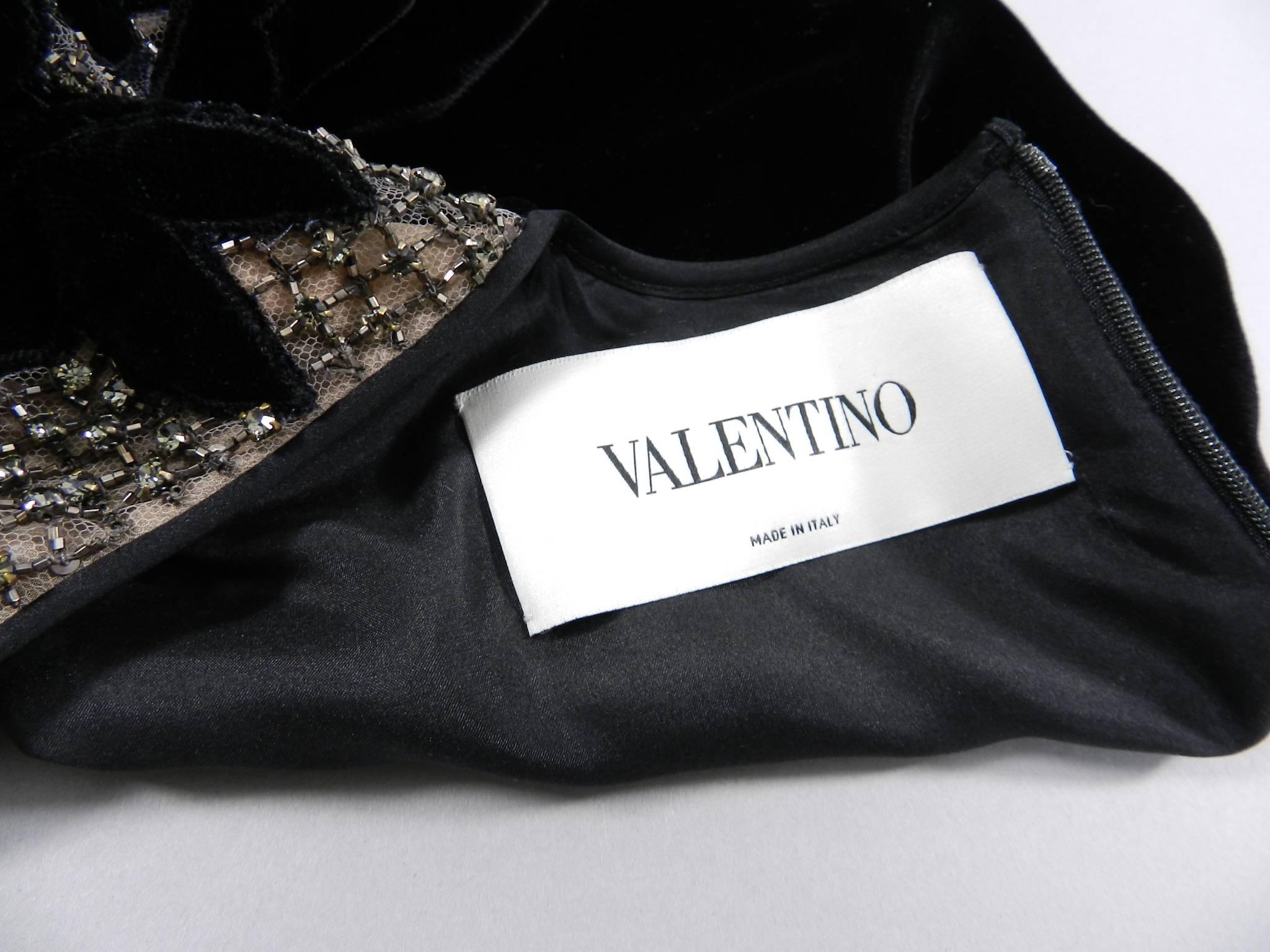 Valentino Black Velvet Cocktail Dress with Lace and Jewels 2