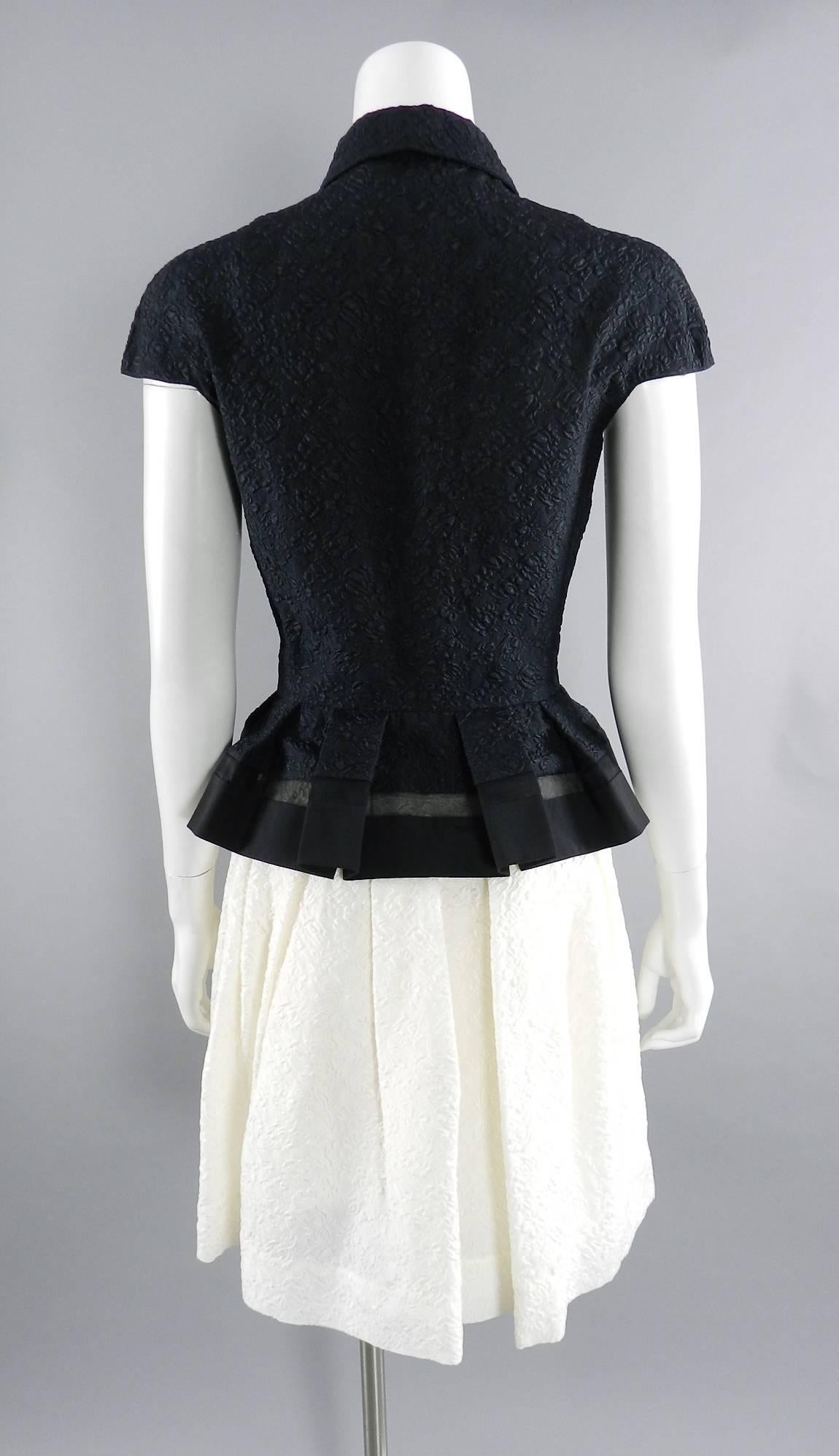 Christian Dior Black and Ivory embossed floral Silk Skirt Set 1