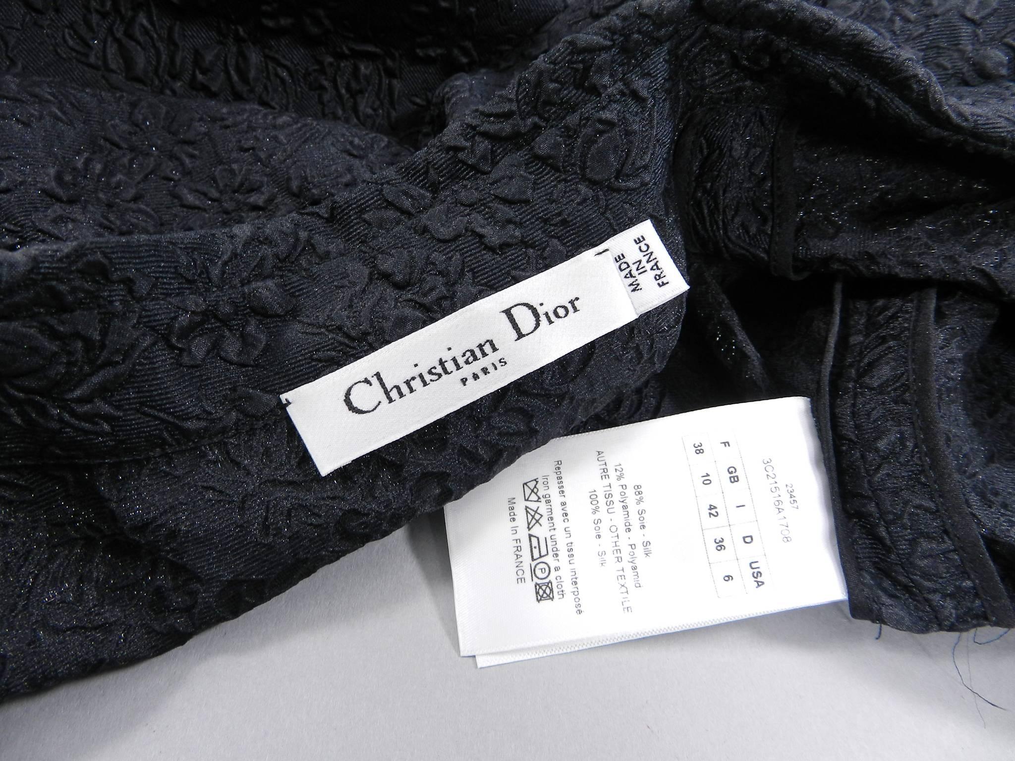 Christian Dior Black and Ivory embossed floral Silk Skirt Set 2