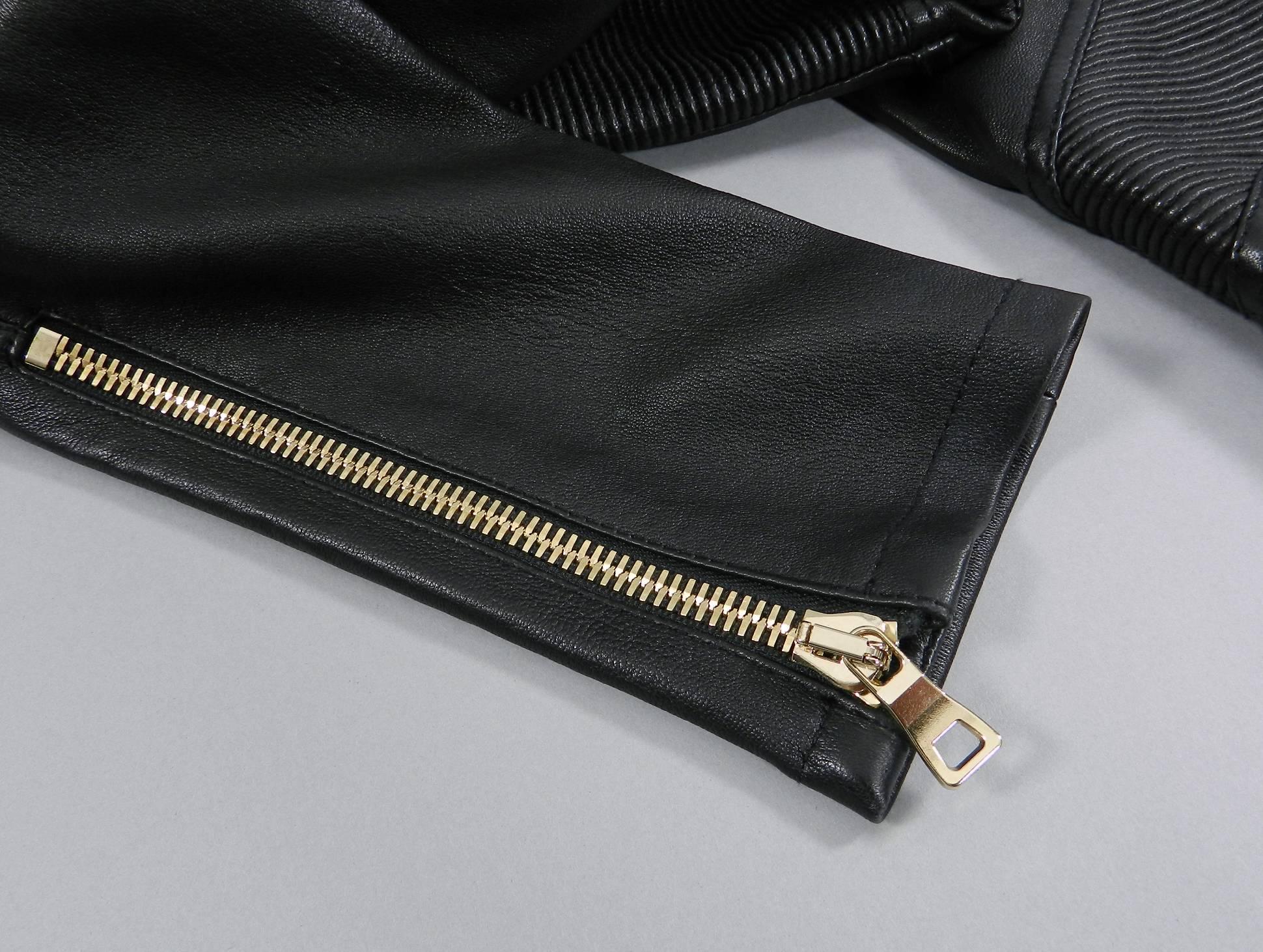 Balmain Black Leather Biker Motorcycle Skinny Jeans / Pants 3
