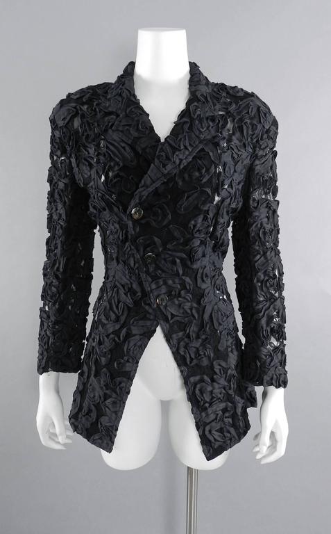 Rei Kawakubo 1980's Black Blazer Jacket with Ribbon Soutache at 1stdibs