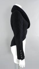 Chanel 06A black Crop Quilted Jacket with Velvet Collar