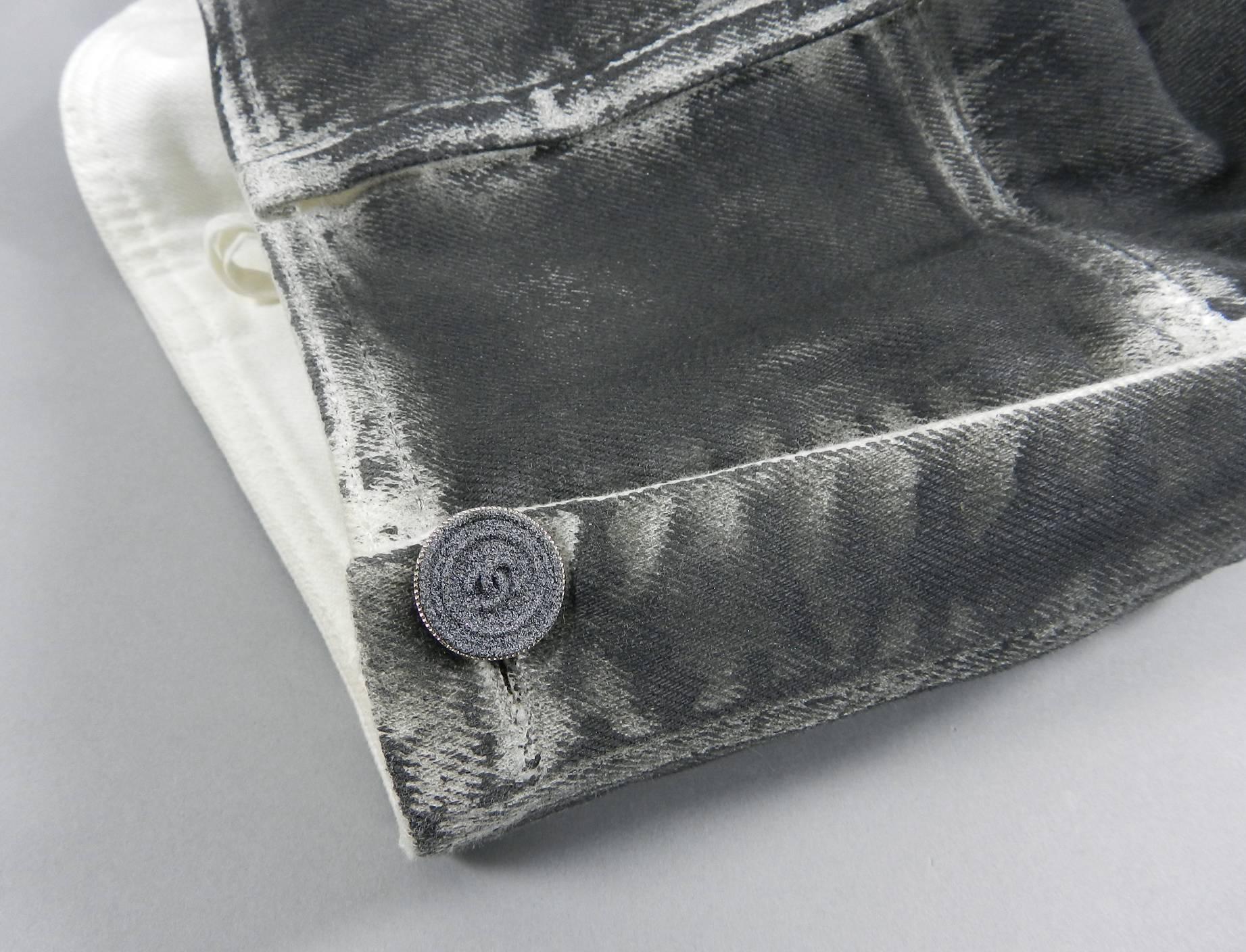 chanel 14S Runway Grey Distressed Skinny Jeans 3