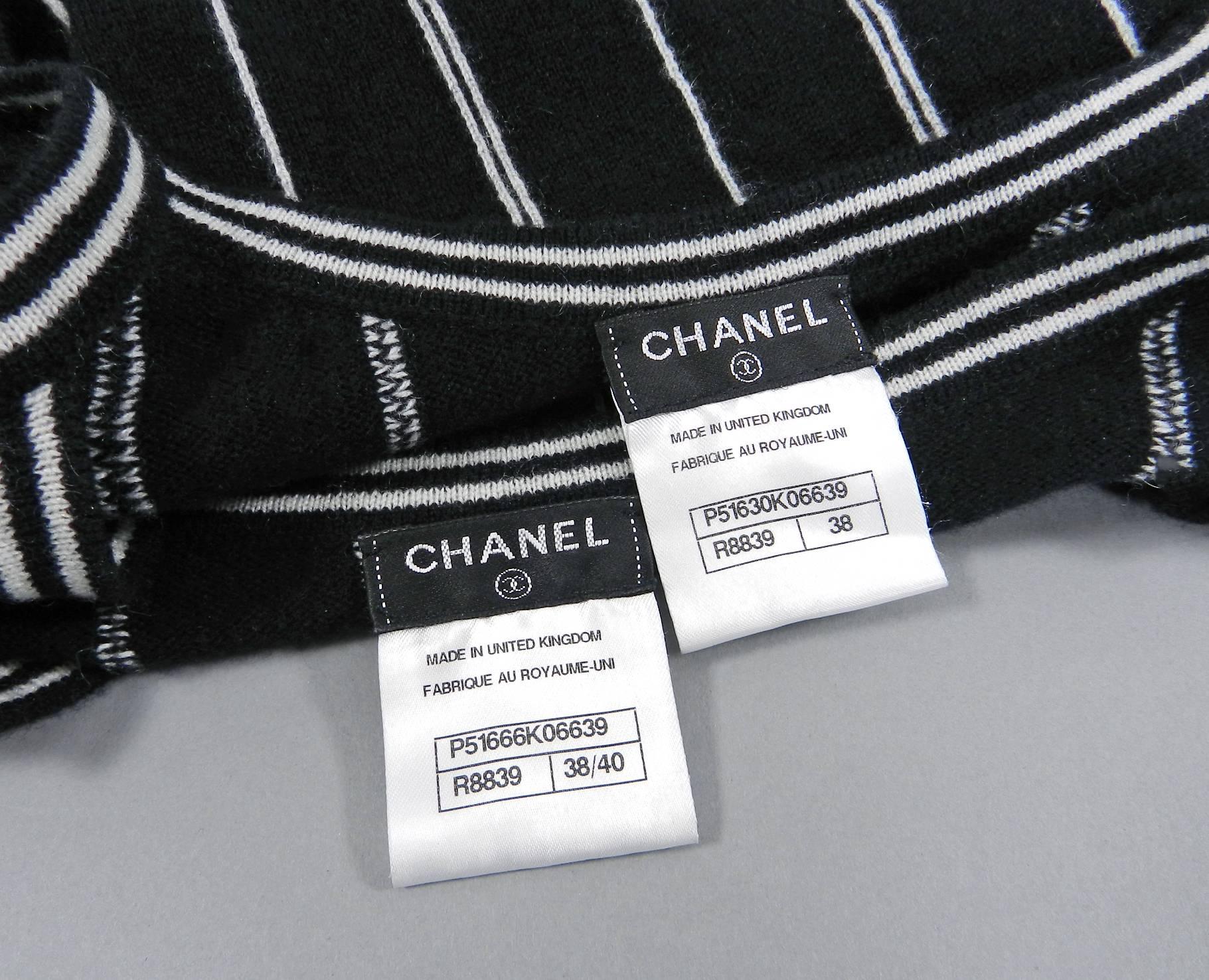 Chanel 15P Black and White stripe Cashmere 2pc Tank and Top 5
