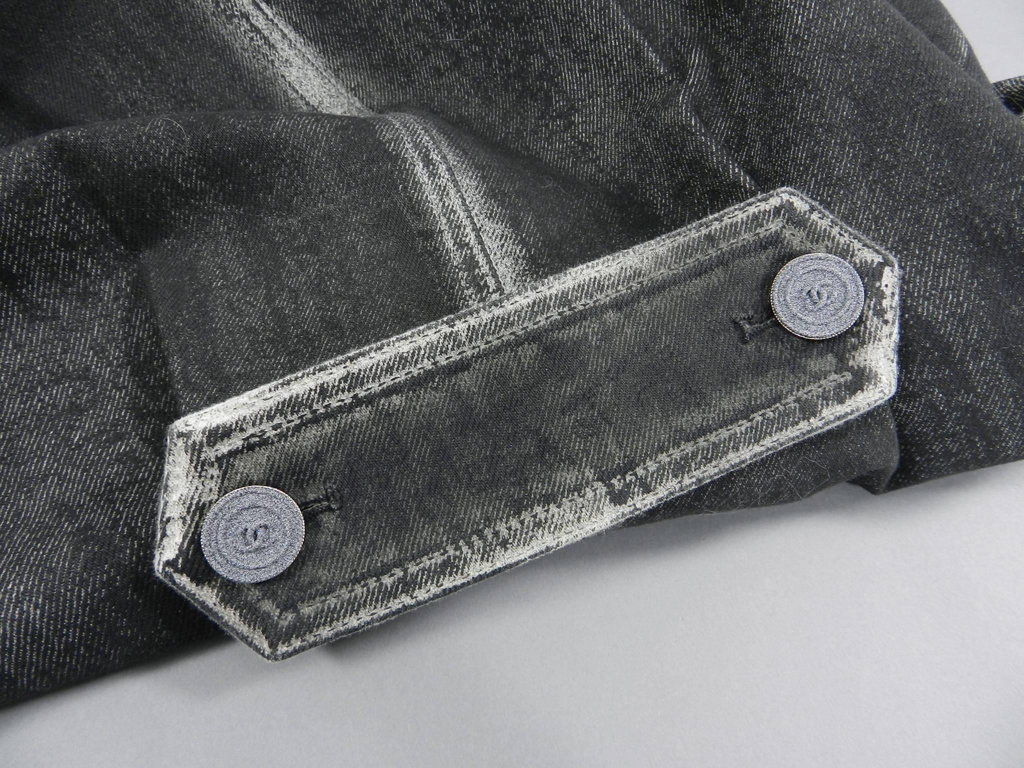 Chanel 14S Runway Grey Distressed Denim Vest 1