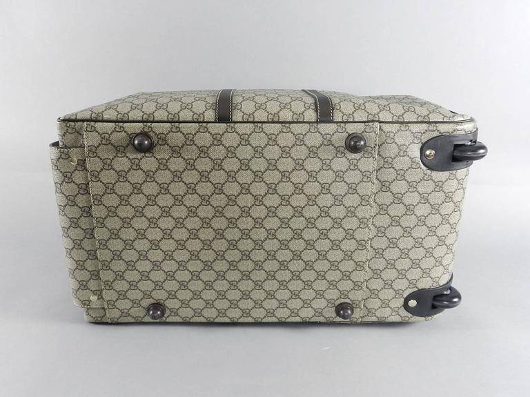 Gucci GG monogram Brown Canvas Duffle Rolling Luggage Carry on Travel Bag at 1stdibs