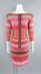 ALAIA red and pink cut out diamonds bodycon stretch dress