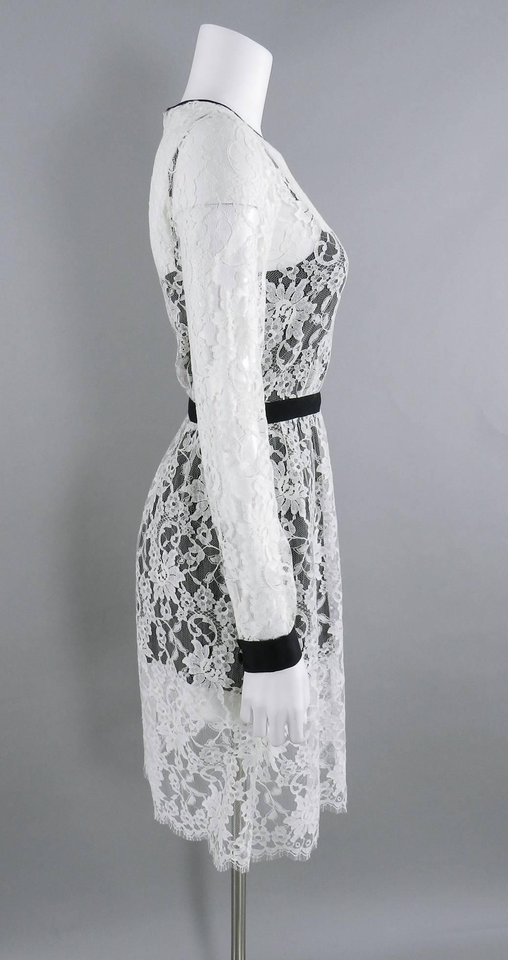 Erdem resort 2014 White Lace 1950s style Dress In Excellent Condition In Toronto, ON