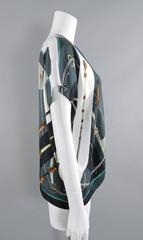 Hermes Clic Clac by Julia Abadie Green Silk Twill Scarf Blouse / Top