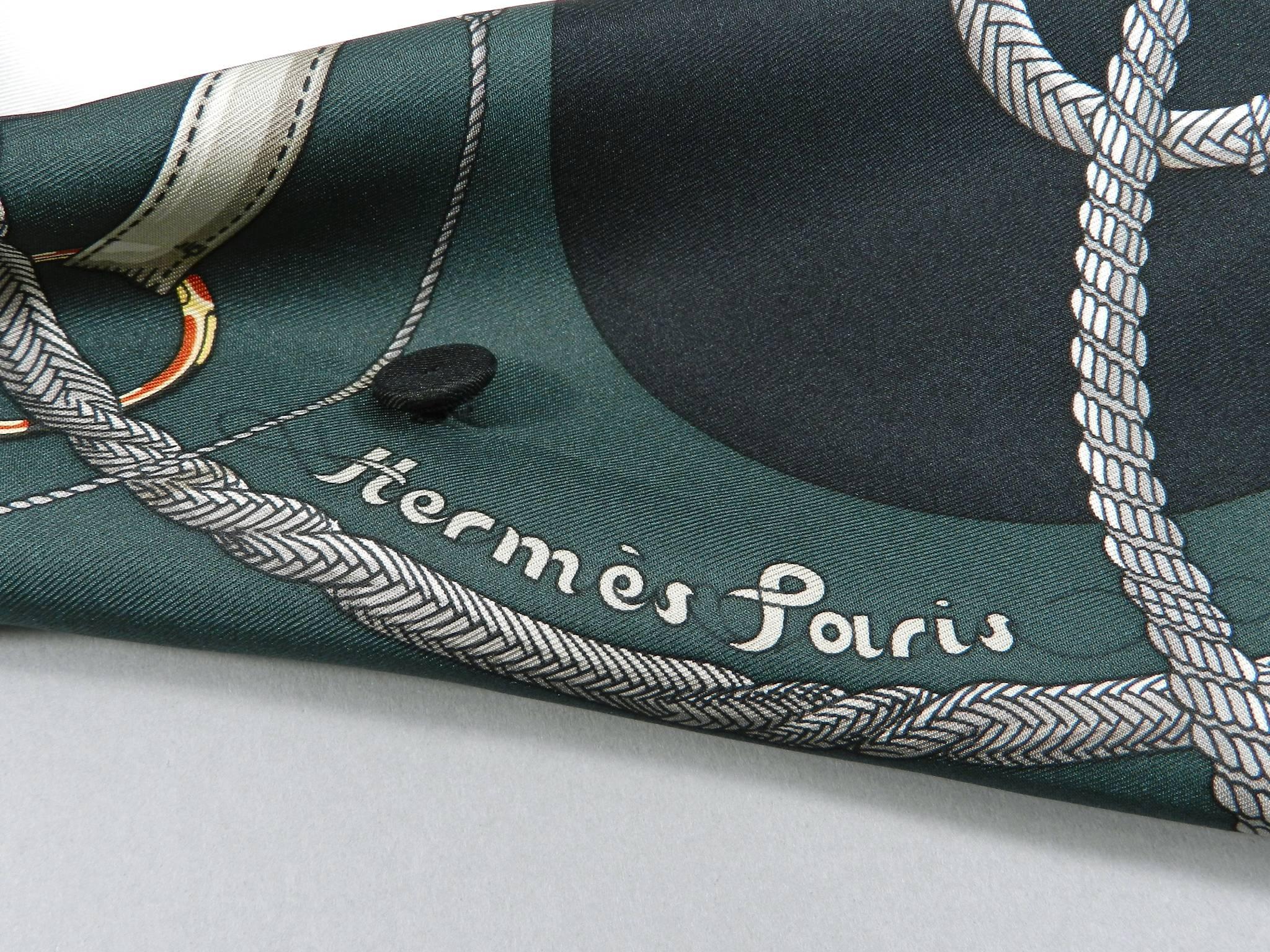 Hermes Clic Clac by Julia Abadie Green Silk Twill Scarf Blouse / Top 2