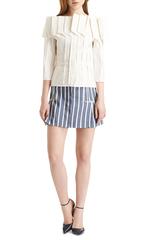 Thom Browne Ivory Silk Faille Exposed Seam Jacket
