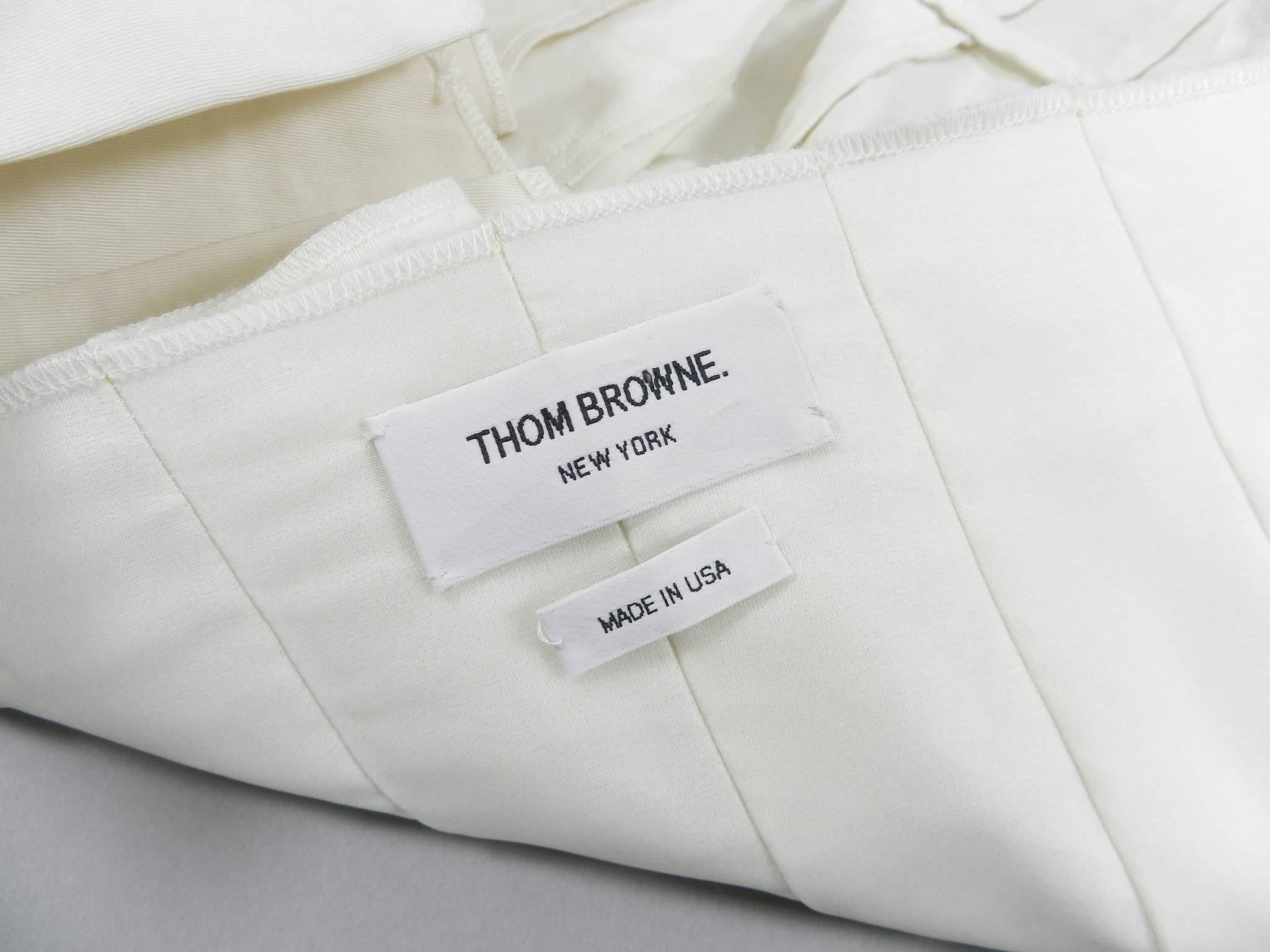 Thom Browne Ivory Silk Faille Exposed Seam Jacket 4