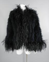 Yves Saint Laurent Vintage 1970's Maribou and Ostrich Feather Glam Jacket
