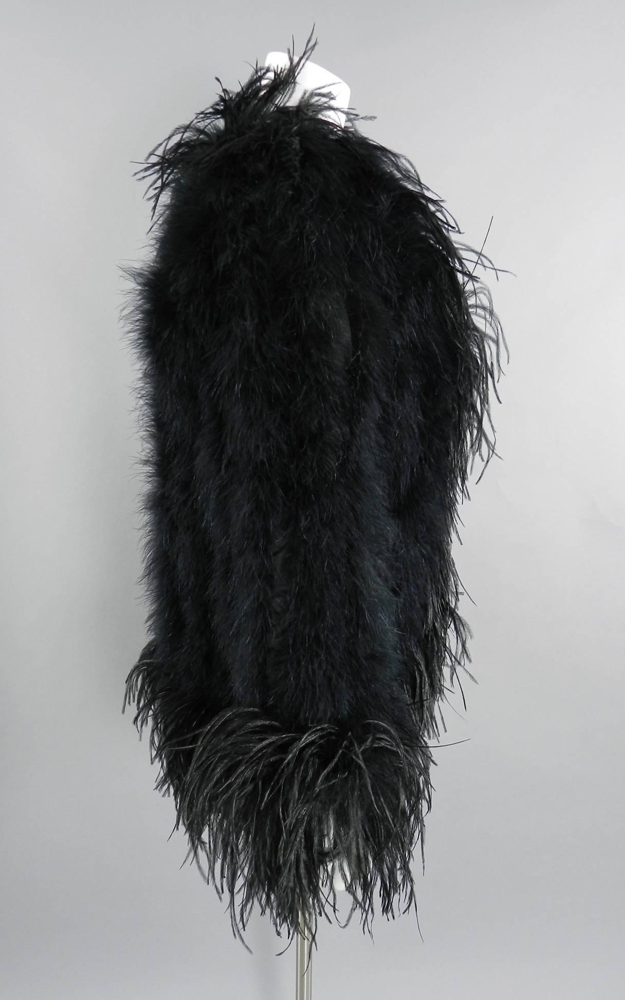 Yves Saint Laurent Vintage 1970's Maribou and Ostrich Feather Glam Jacket In Excellent Condition In Toronto, ON
