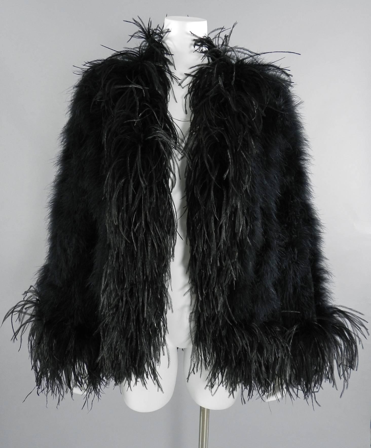 Yves Saint Laurent Vintage 1970's Maribou and Ostrich Feather Glam Jacket 3