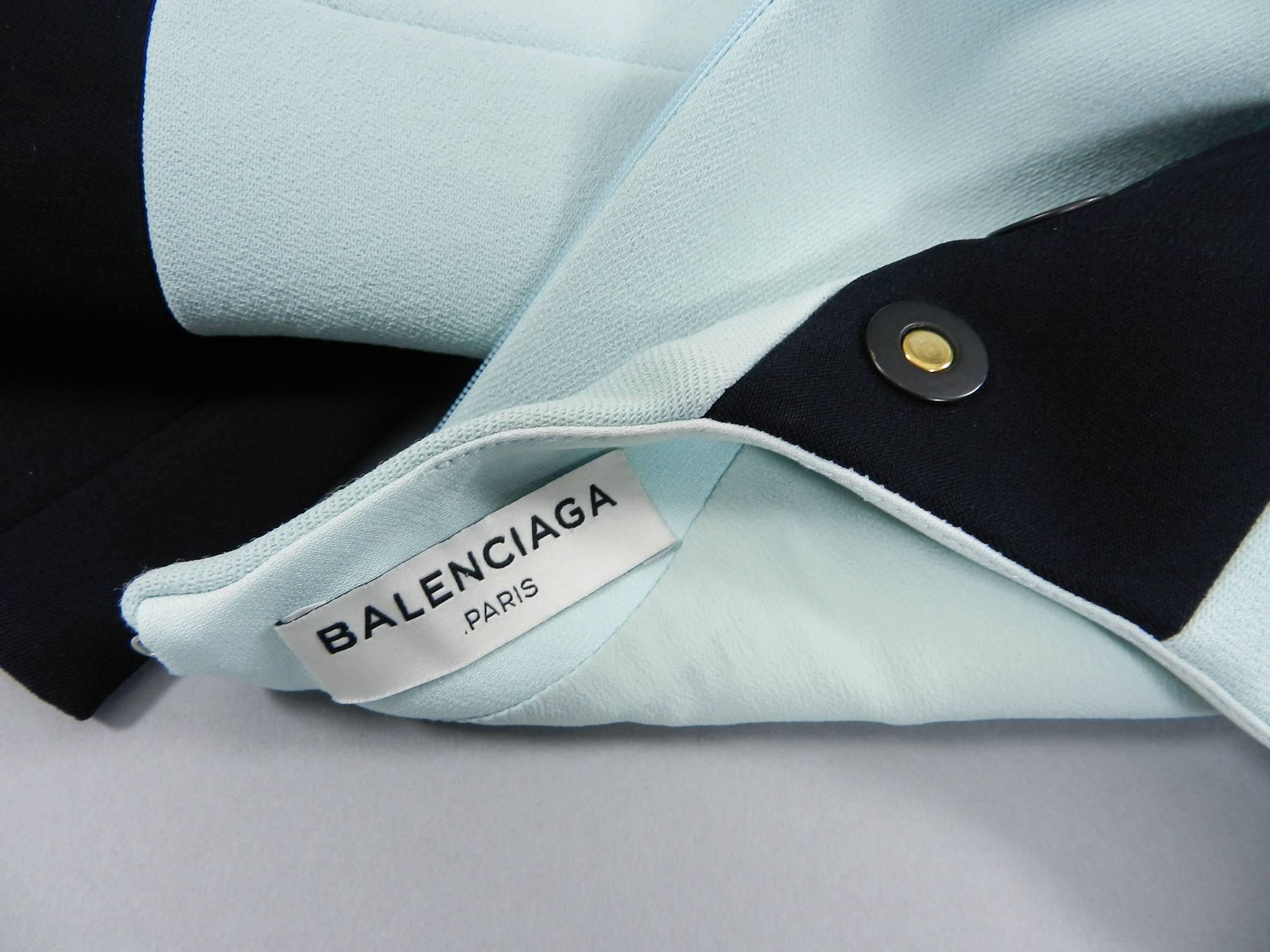 Balenciaga Light Blue and Black Geometric Dress 3