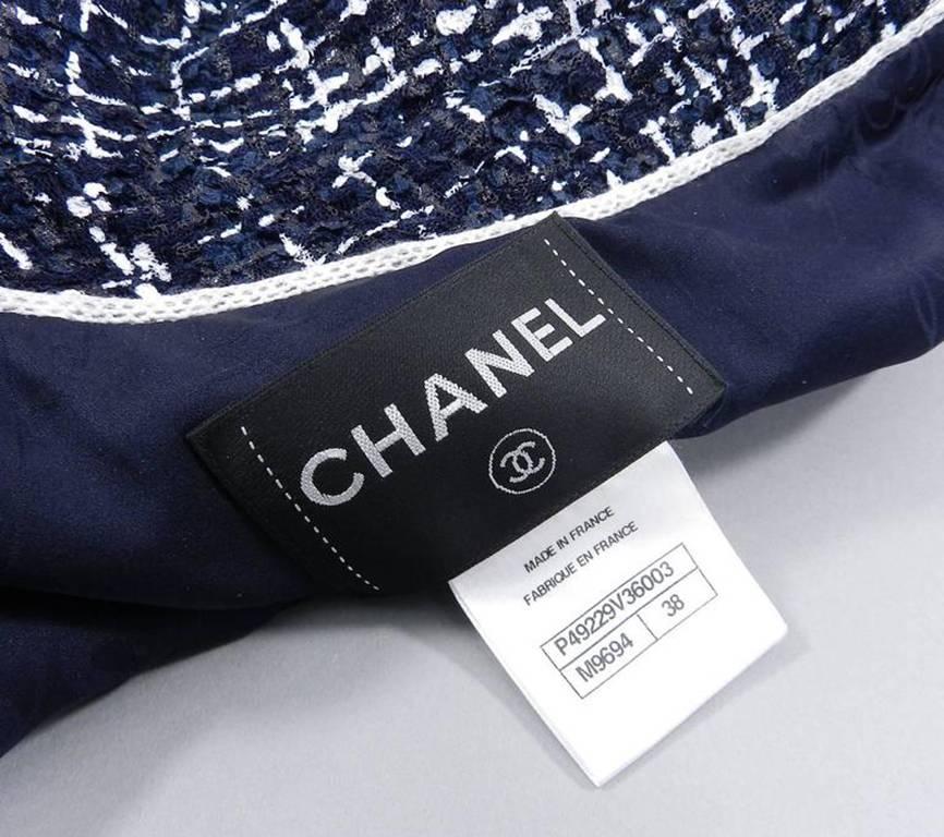 Chanel 14P Runway Navy and White off Shoulder Skirt Suit 3