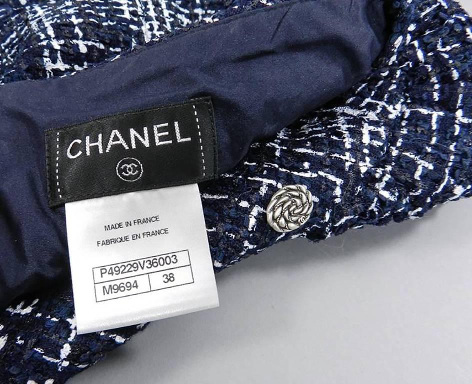 Chanel 14P Runway Navy and White off Shoulder Skirt Suit 4