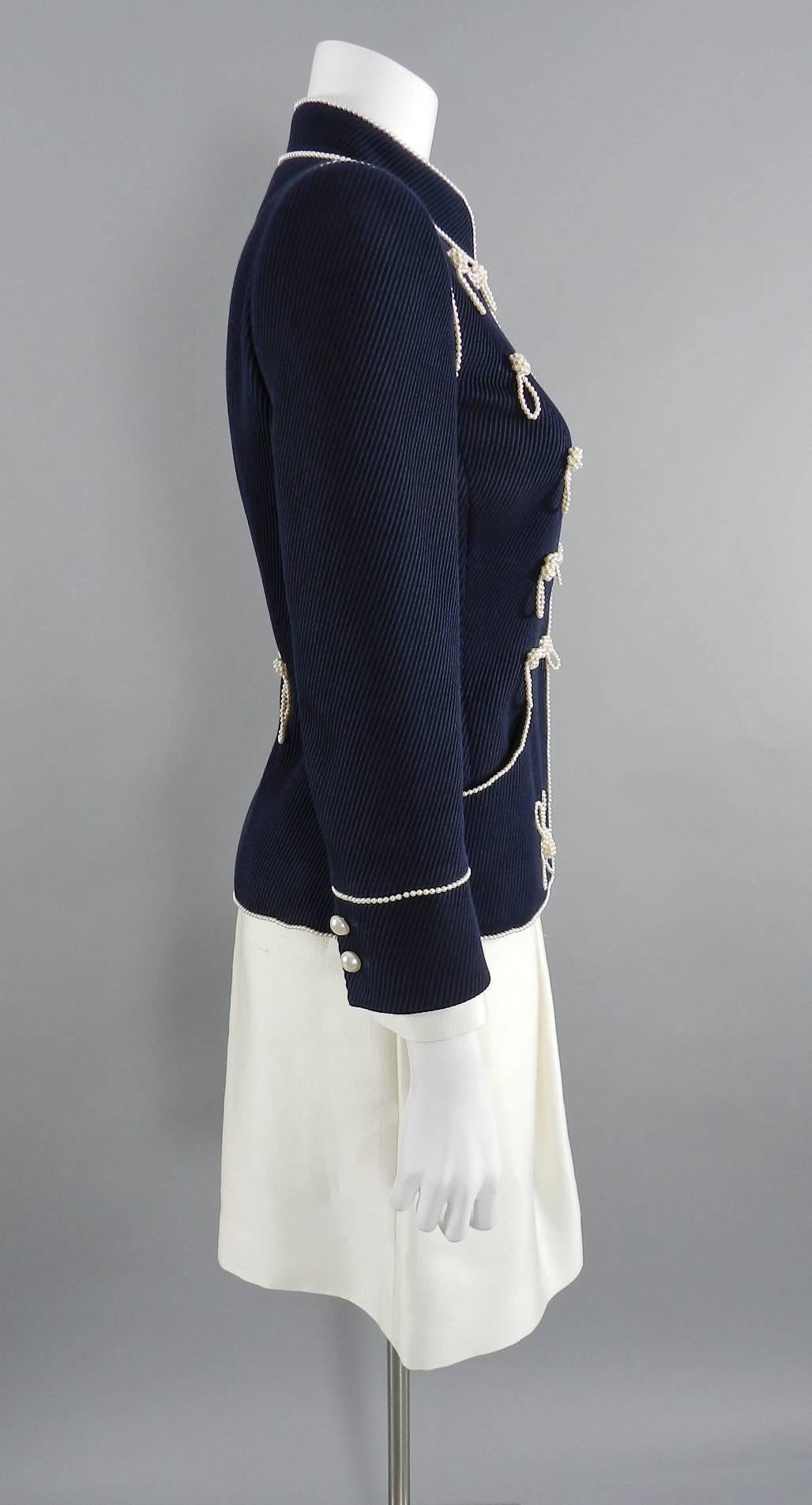 Women's Chanel 09P Limited Edition Military Pearl Beaded Jacket and Skirt Suit