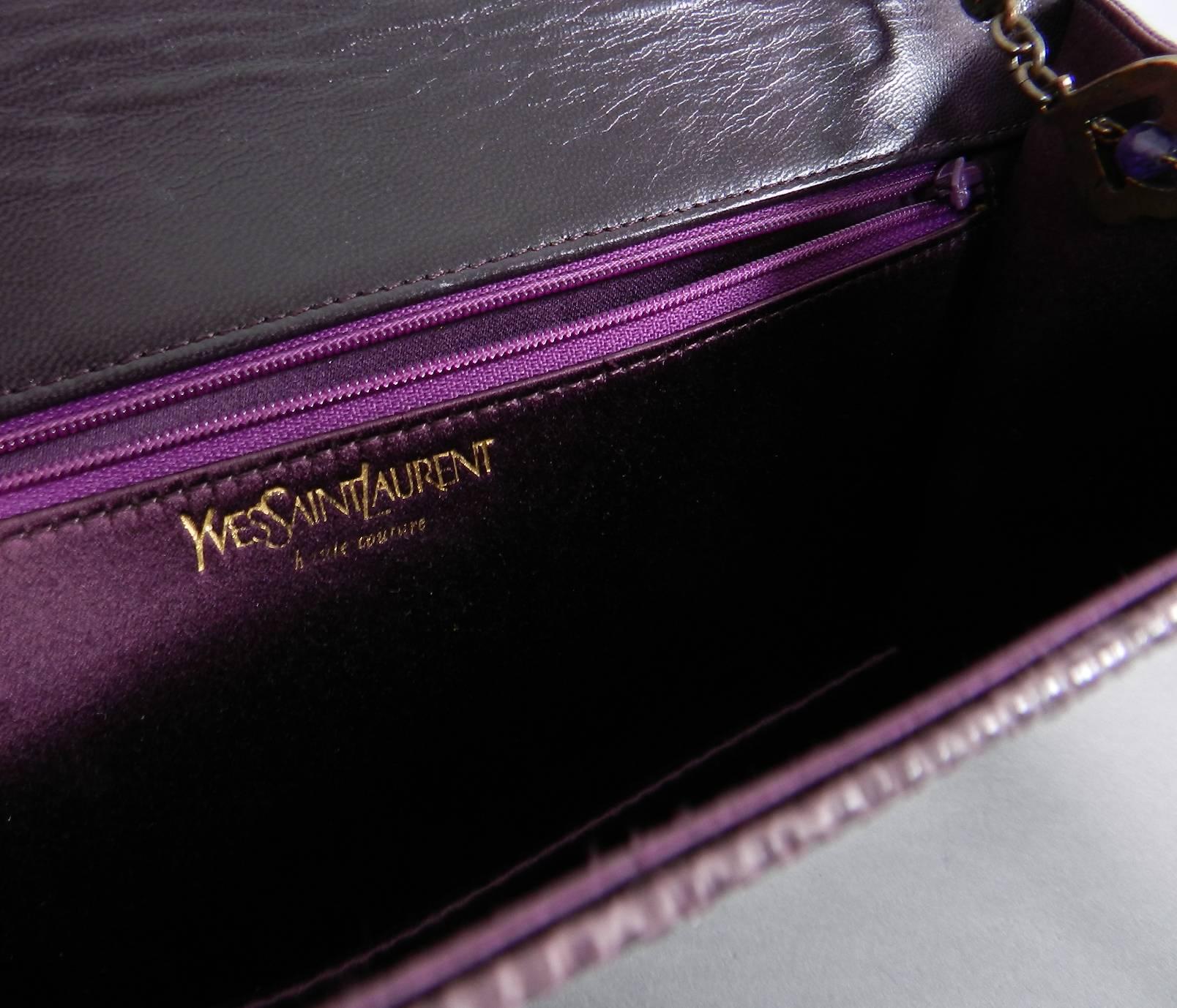 Women's Yves Saint Laurent haute couture Purple Lizard and Amethyst clutch purse
