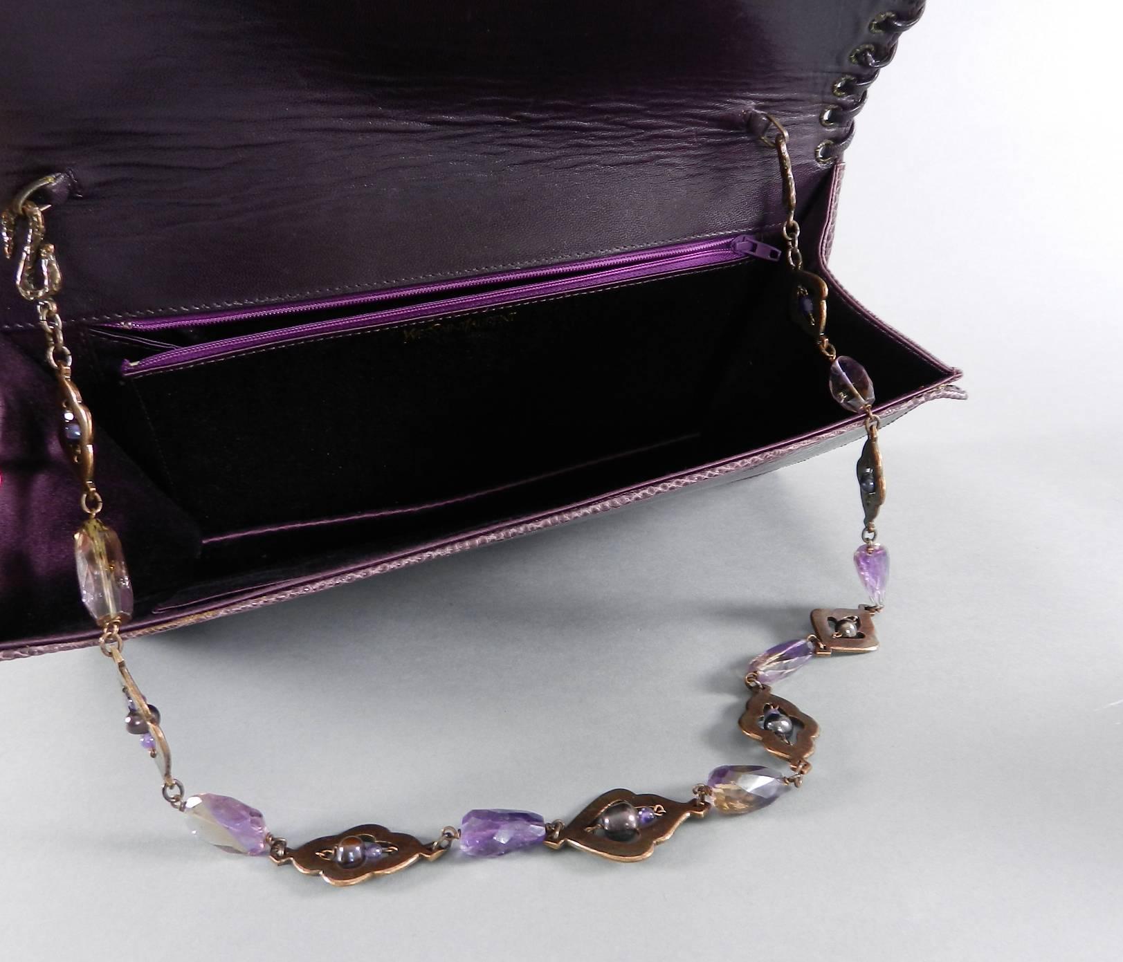 Yves Saint Laurent haute couture Purple Lizard and Amethyst clutch purse 1