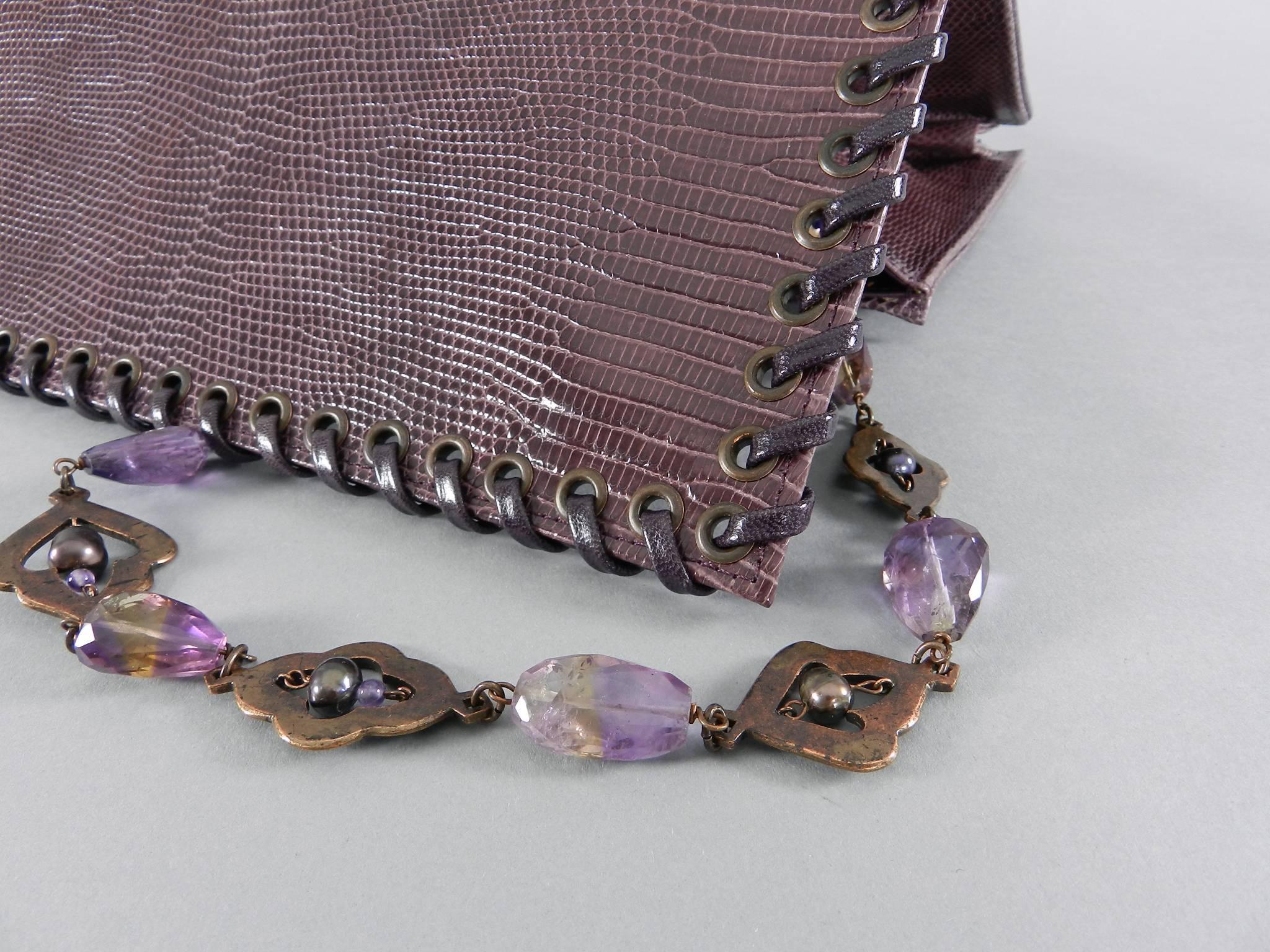 Yves Saint Laurent haute couture Purple Lizard and Amethyst clutch purse 2