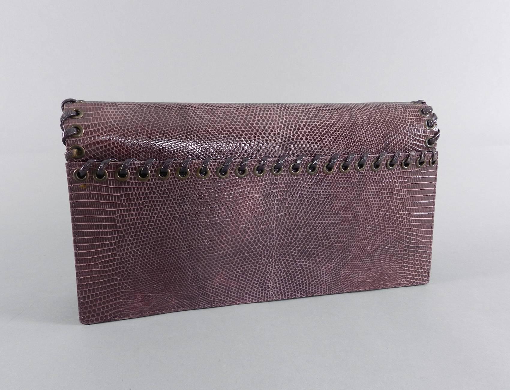 Yves Saint Laurent haute couture Purple Lizard and Amethyst clutch purse 3