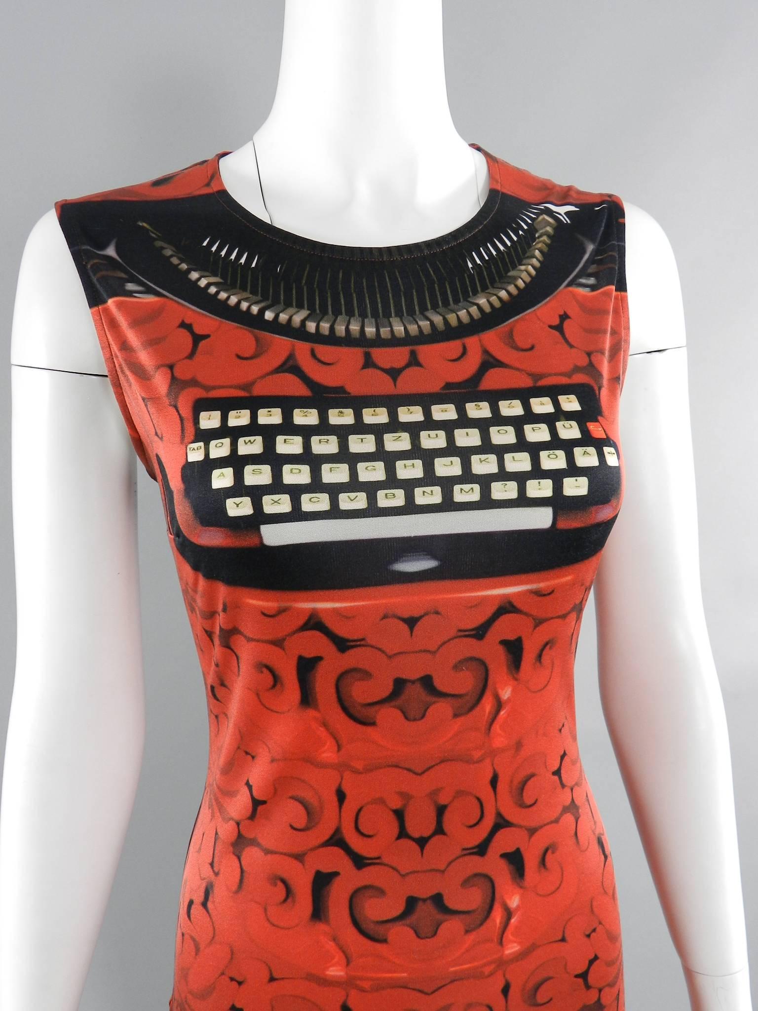 Mary Katrantzou Silk Jersey Typewriter Dress In Excellent Condition In Toronto, ON