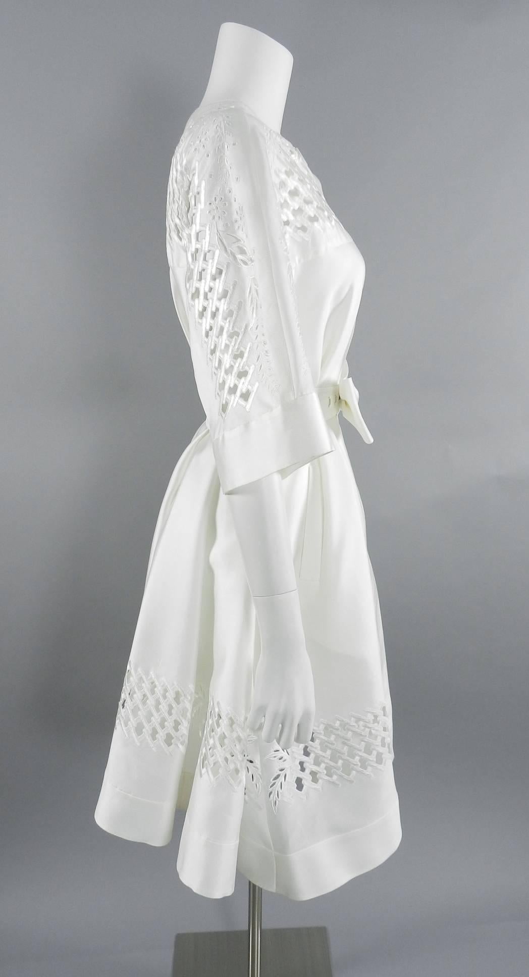 Gray Temperley London Runway White Broderie Anglaise Dress / Coat