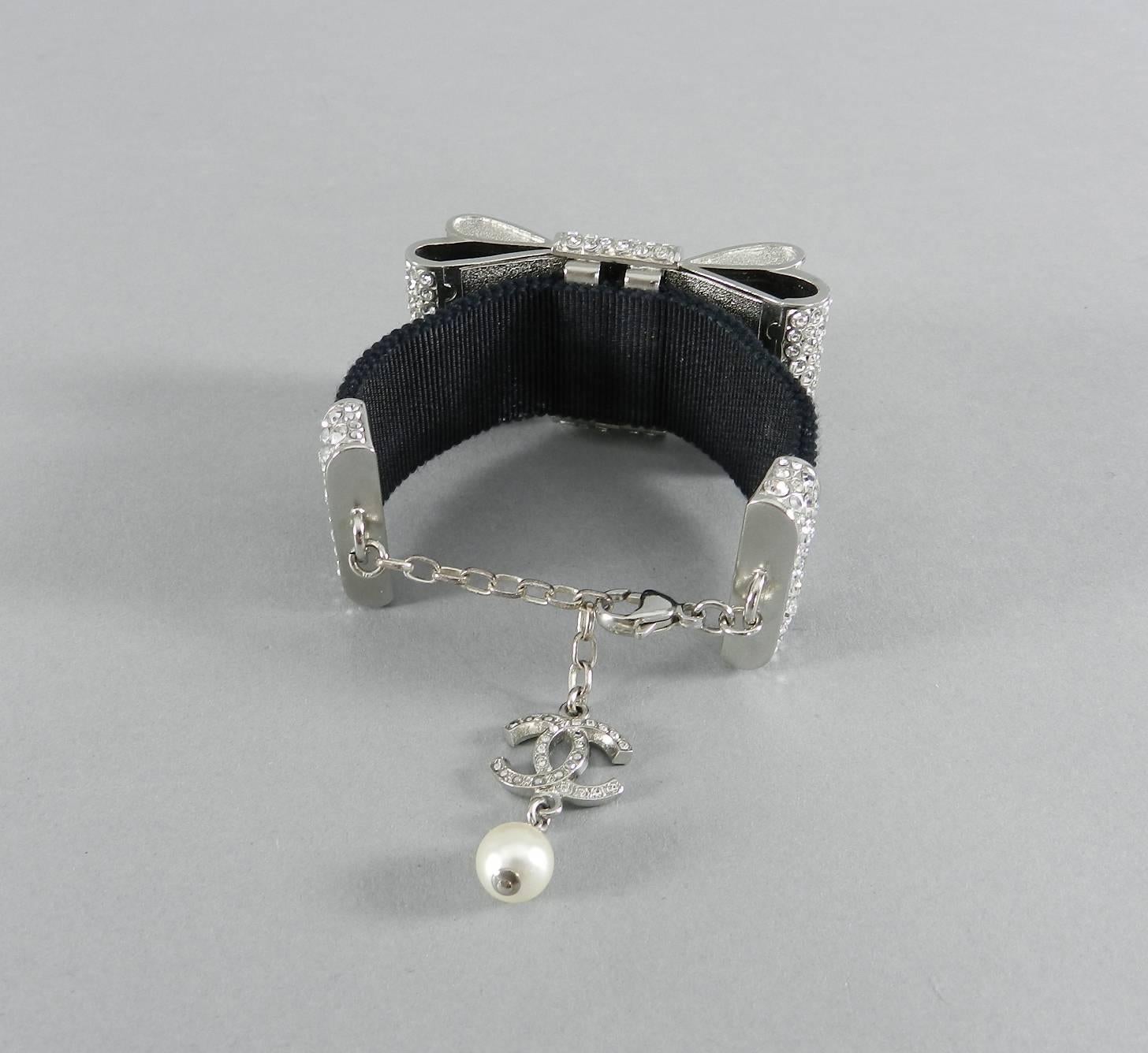 Chanel 13B rhinestone jewelled Bow Bracelet  In Excellent Condition In Toronto, ON