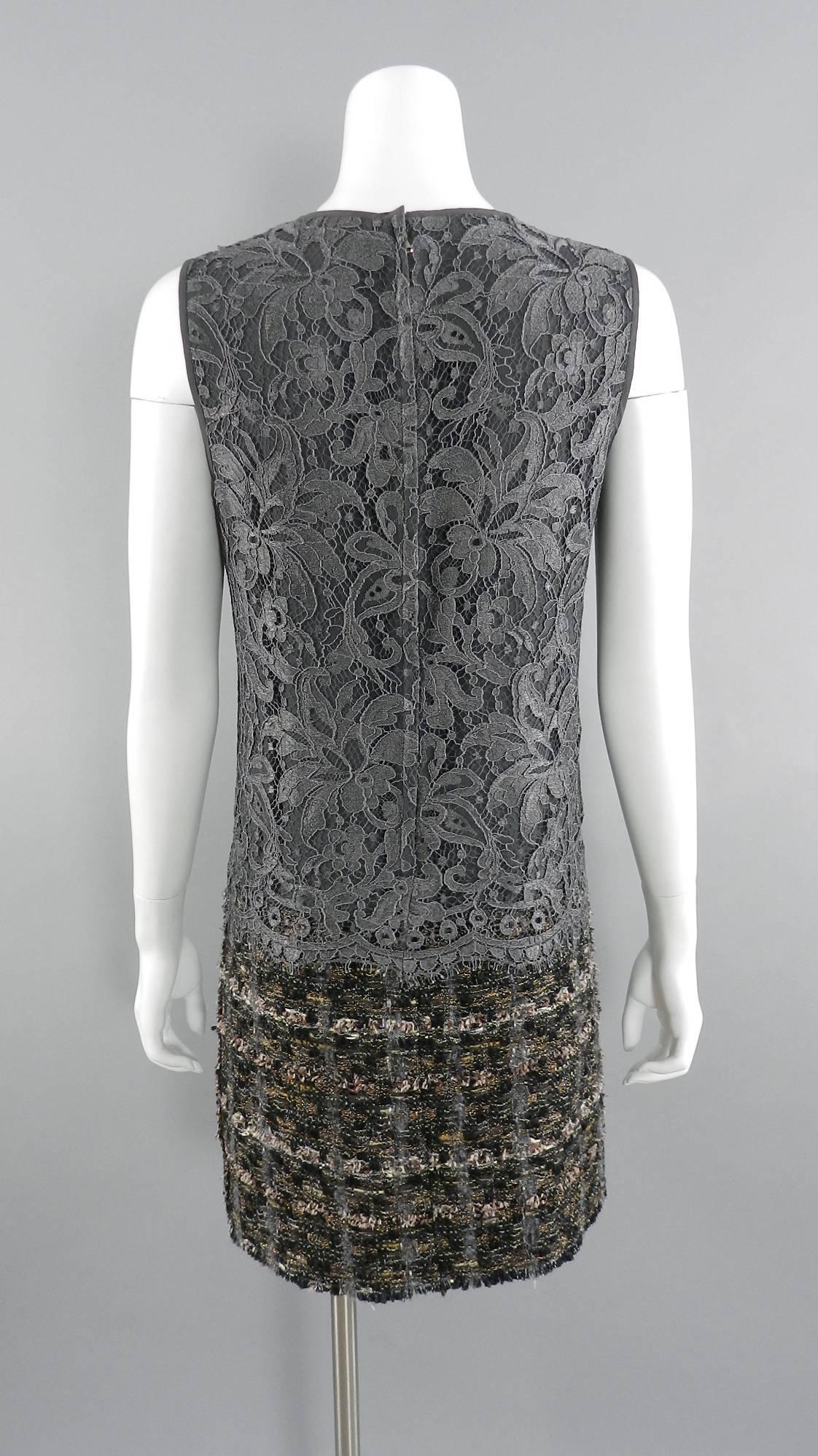 Black Dolce and Gabbana Grey Lace and Tweed Dress