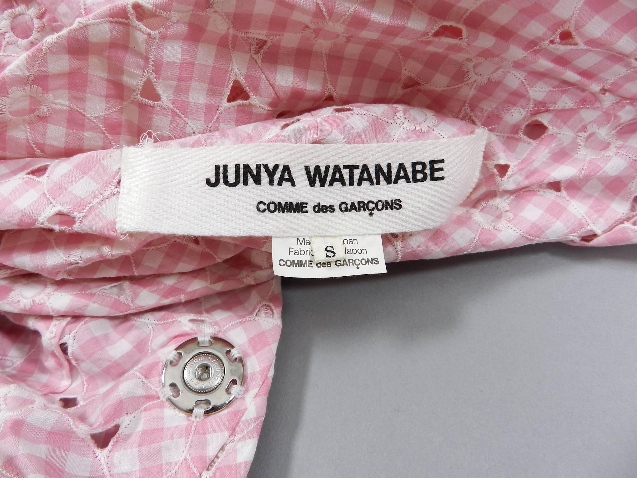 Junya Watanabe Comme des Garcons Pink Cotton gingham Asymmetrical Jacket 3
