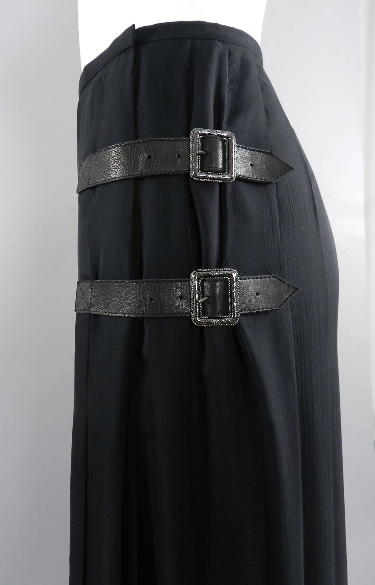 Chanel Edinburgh 13A 2013 Runway Long Black silk Skirt with Lace Hem 1