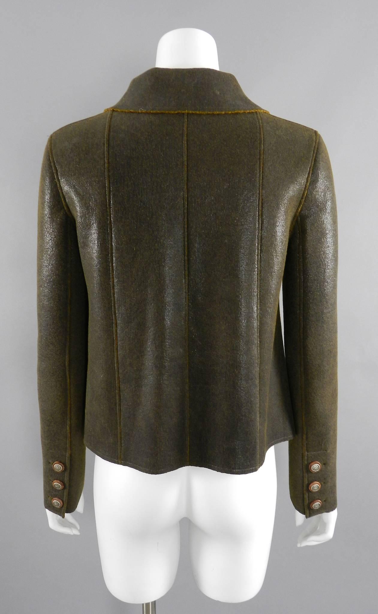 Chanel Paris Dallas 14A 2014 Pre-fall Runway Brown Cashmere coated Jacket  In Excellent Condition In Toronto, ON