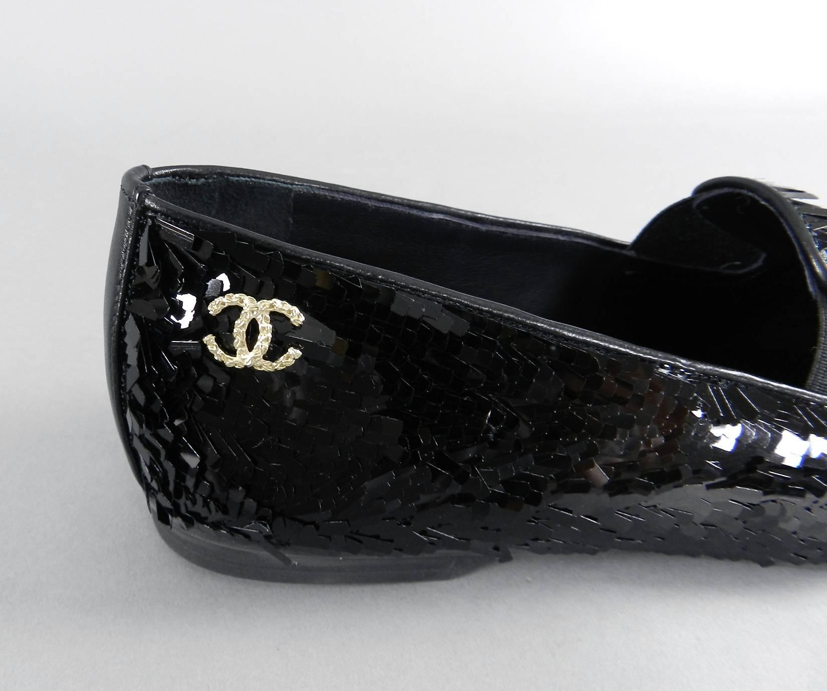 Women's Chanel Lesage Sequin Black Loafers Shoes New in Box