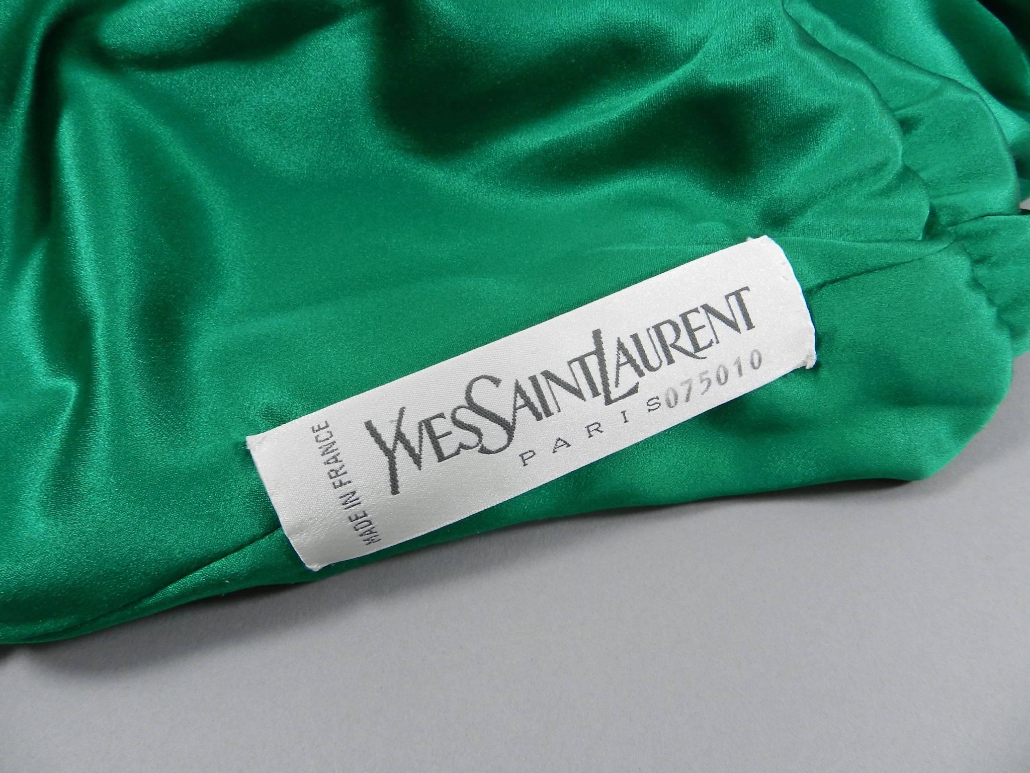 YSL Yves Saint Laurent Haute Couture Vintage 1990's Green Wool Knit Jersey Dress 3