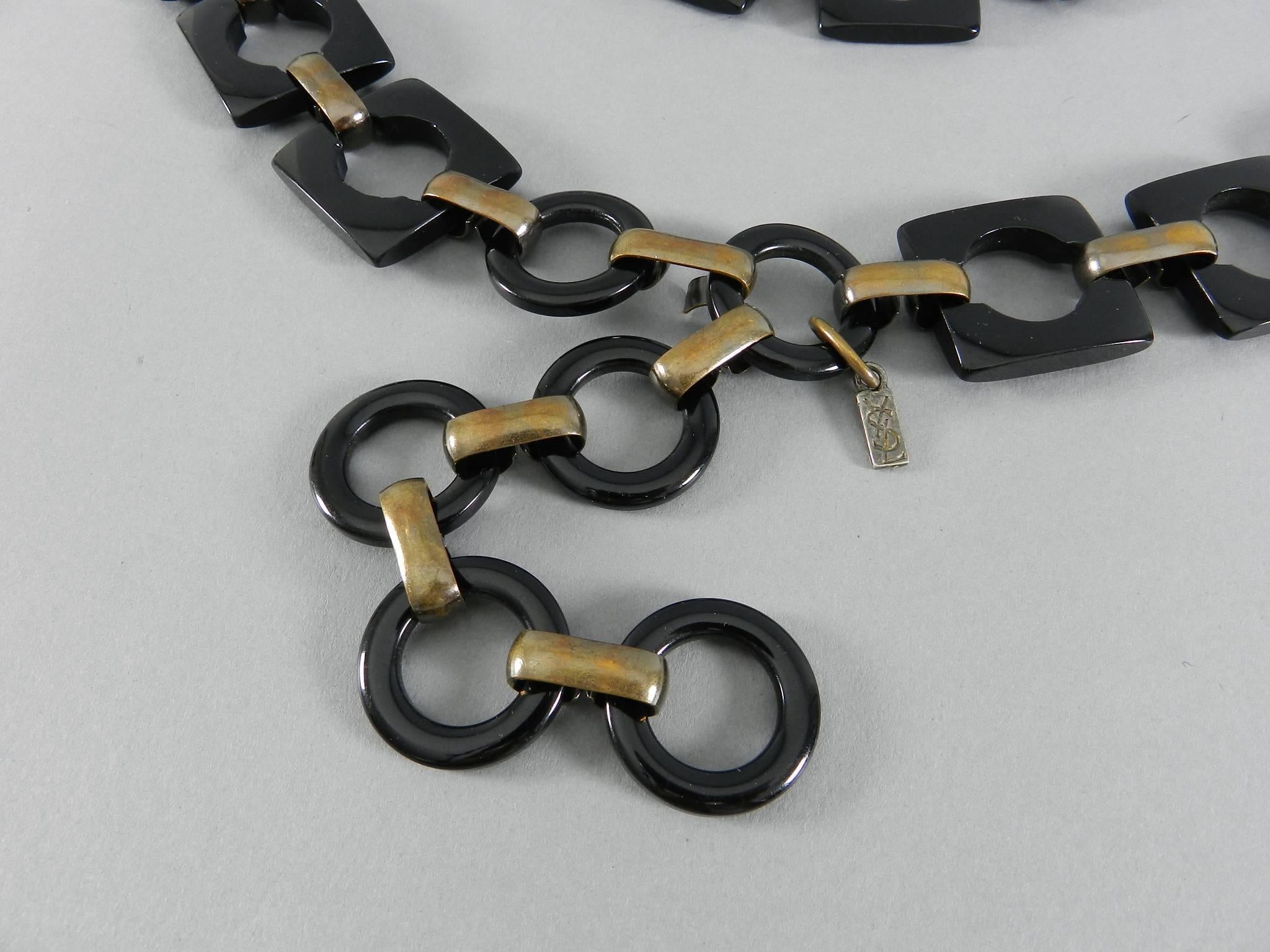 Black yves saint laurent vintage 1970's Plastic link Belt