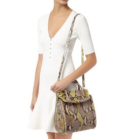 Alexander Mcqueen Small Lime Green Python Heroine Bag