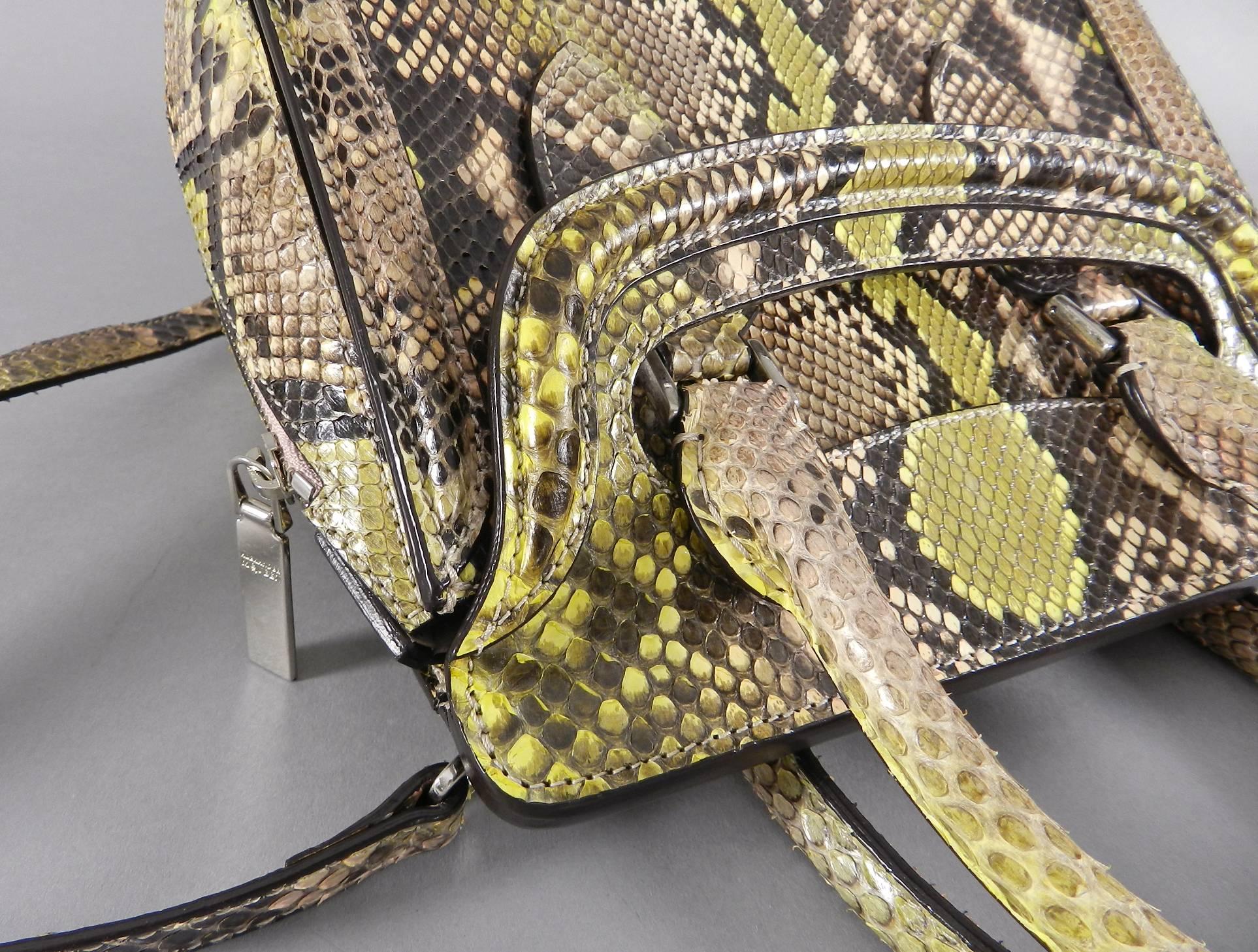 Alexander Mcqueen Small Lime Green Python Heroine Bag 1