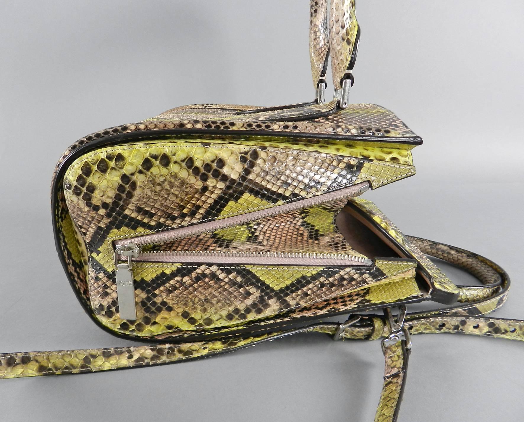 Alexander Mcqueen Small Lime Green Python Heroine Bag  4