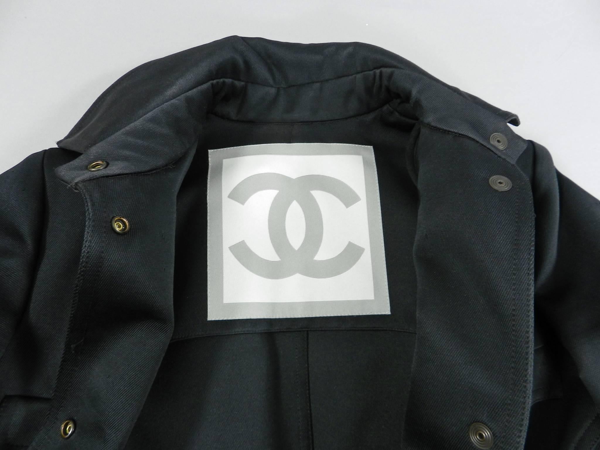 Women's Chanel Sport 06A Black Sateen Jacket with CC Snaps