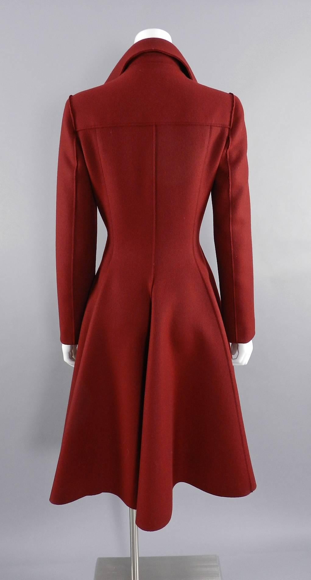 Lanvin fall 2013 Red Wool Princess Cut Coat 1