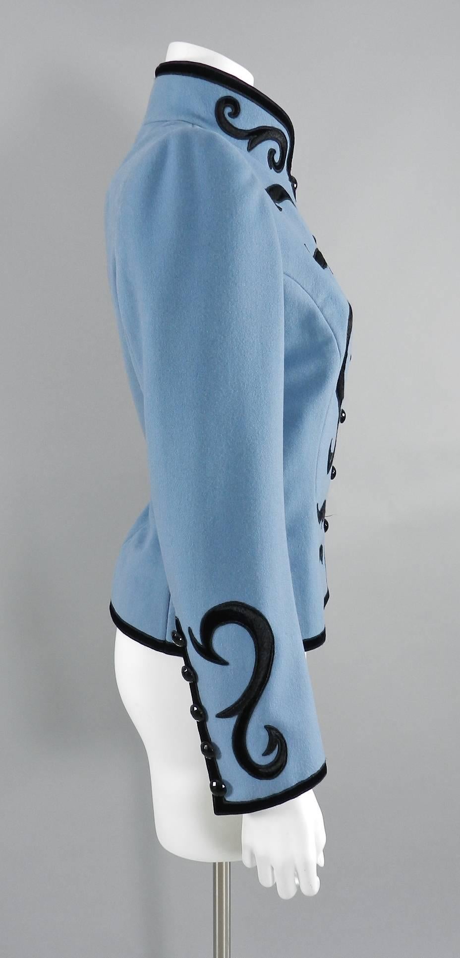 Yves Saint Laurent Final Collection 2002 Haute Couture Blue Lesage Jacket  1