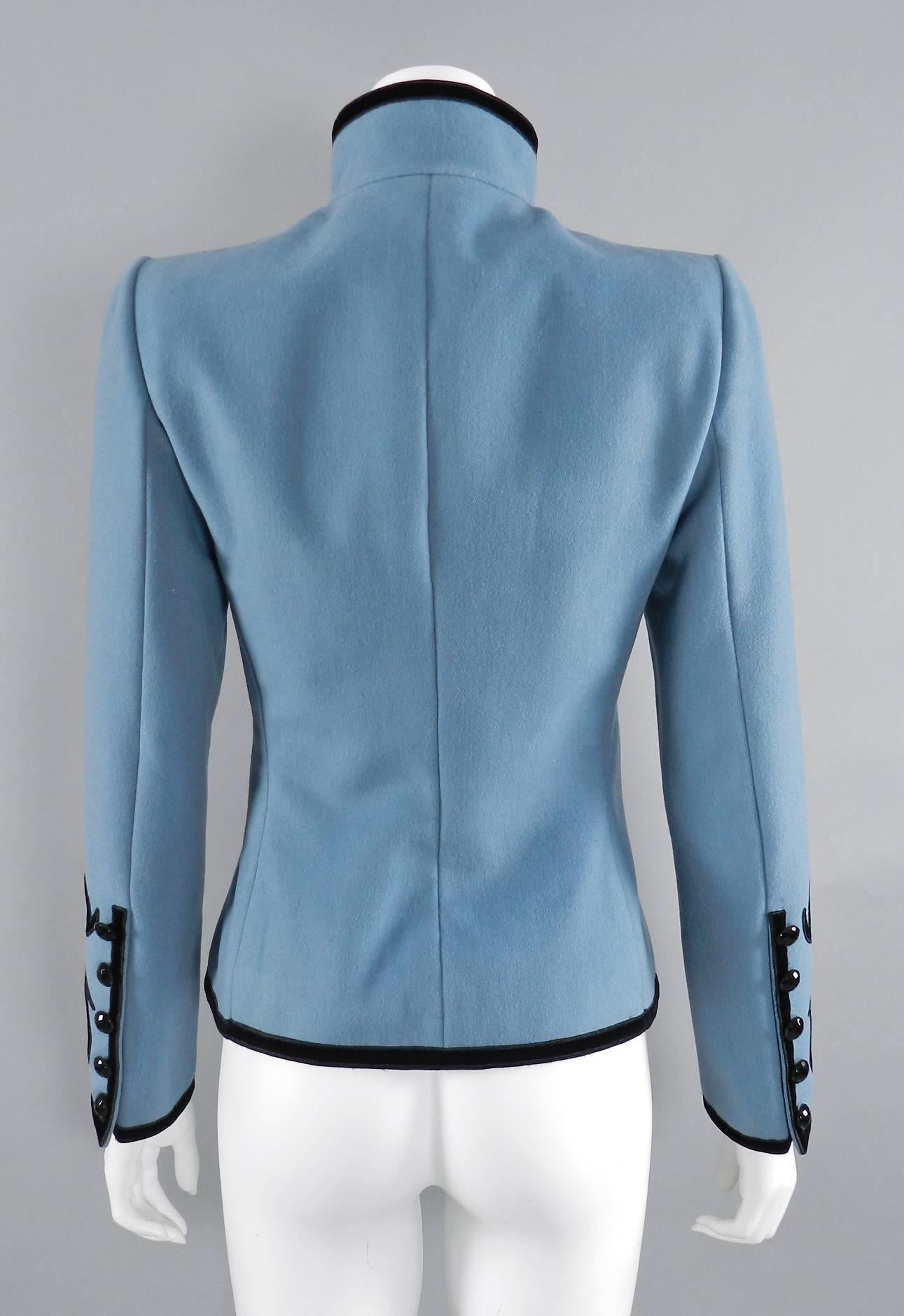 Yves Saint Laurent Final Collection 2002 Haute Couture Blue Lesage Jacket  2